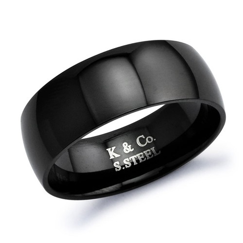 Schwarz beschichteter Edelstahlring mit graviertem Hammerkopfhai Design - SSR408 - Bild 3 von 5