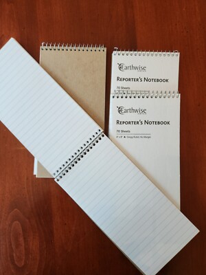 Reporter's Notebook Top Spiral Bound NEW 4 Pack Earthwise Ampad Lined Paper