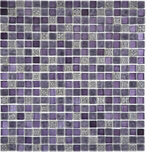 Glasmosaik lila Ornament Mosaikfliesen Mix Küchenrückwände | 92-1107_b| 1 Matte - Picture 11 of 11