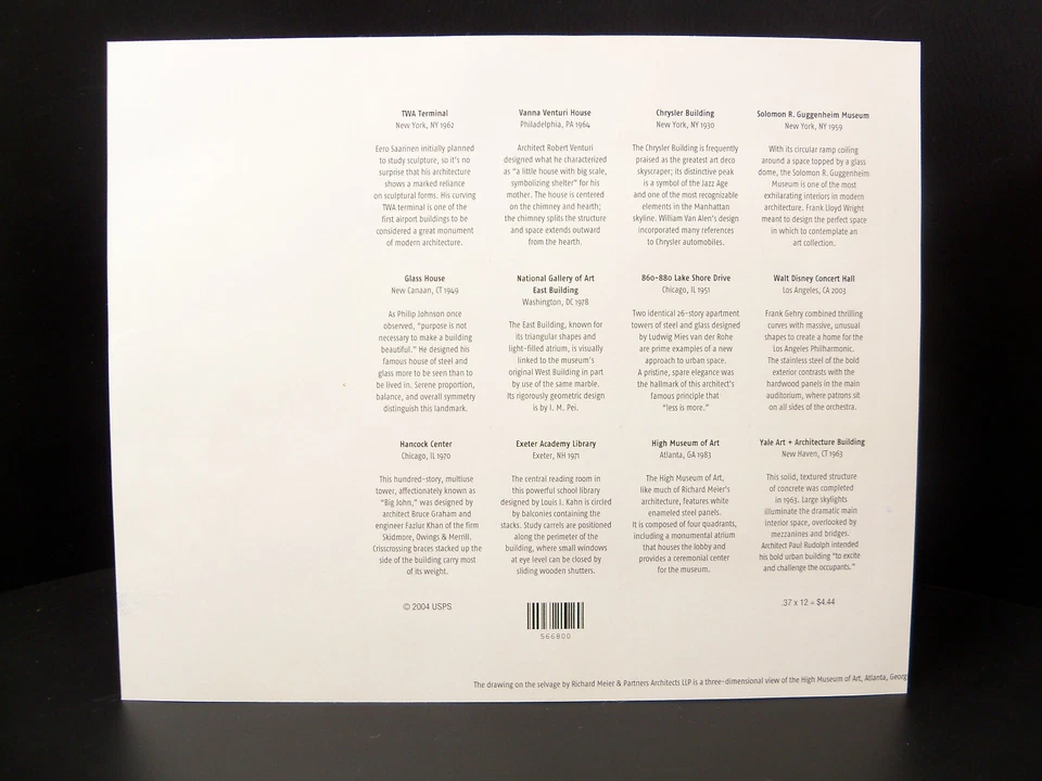 2005 US Scott # 3910 Masterworks Of Modern American Architecture Sheet 12 MNH - Image 4 of 4