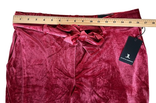 Jules & Leopold Junior's Slim Leg Ankle Length Velour Pants w/ Belt Size XL Red - Picture 8 of 10