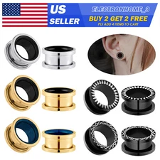 316L Surgical Steel Screw Fit Ear Tunnels Gauge Earrings Stretcher Plugs 2G-20mm