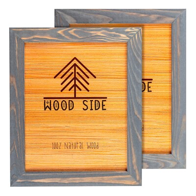 Rustic Wooden Picture Frames - Natural Solid Eco Wood - Wall and Tabletop - Grey
