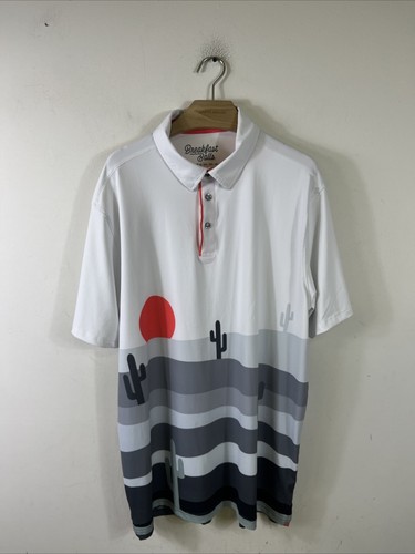 Breakfast Balls Men’s Polo Shirt Southwestern Golf Size Large L “Desert Dusk”