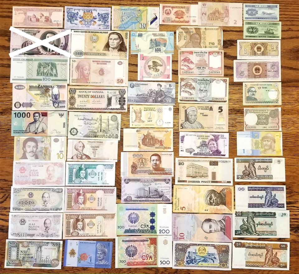 🔥 51 Pcs of Different World Currency Foreign Banknote Lot UNCIRCULATED w/ BONUS - Image 2 of 4
