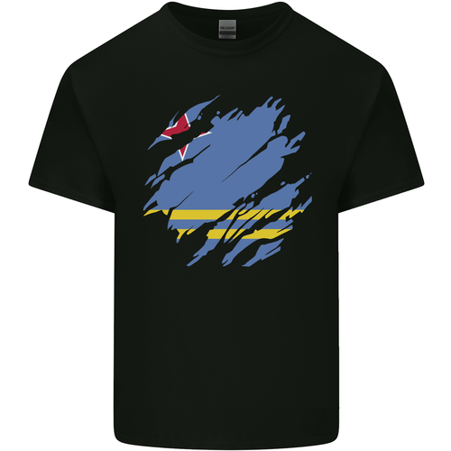 Torn Flag Aruba Mens Cotton T-Shirt Tee Top