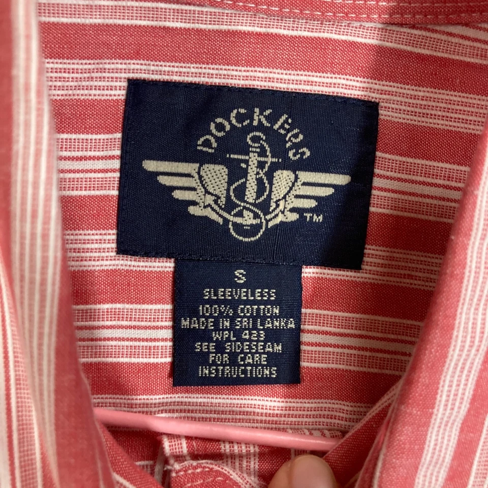 90 年代无袖纽扣衬衫休闲上衣条纹码头女式小号 — 第 3/4 张图片