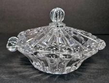 Heisey Covered Glass Candy Dish or Preserve Jelly Dish Crystolite Clear