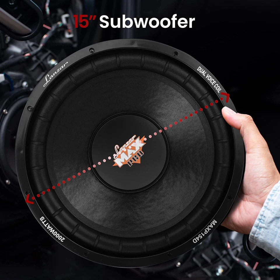 Lanzar 15in Car Subwoofer Speaker - Black Non-Pressed Paper Cone, Stamped Plasti - Image 4 of 4