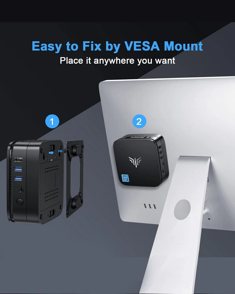 Kamrui Mini PC Windows 10 Pro 8GB RAM/128GB SSD Intel Celeron J3455 Quad Core - Image 4 of 4