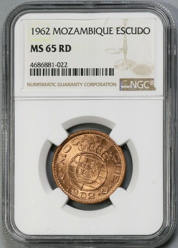 1962 NGC MS 65 RED Mozambique 1 Escudo Portugal Africa Colony Coin (21090404C) - Picture 4 of 5