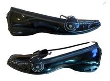 COLE HAAN Patent Leather Loafers - NikeAir Sole, Chain, Stitching Black NEW 5.5B