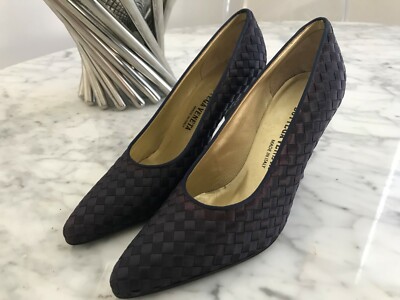 RARE Women's Bottega Veneta Black Silk Woven High Heels Pumps EU37 US7B. ITALY