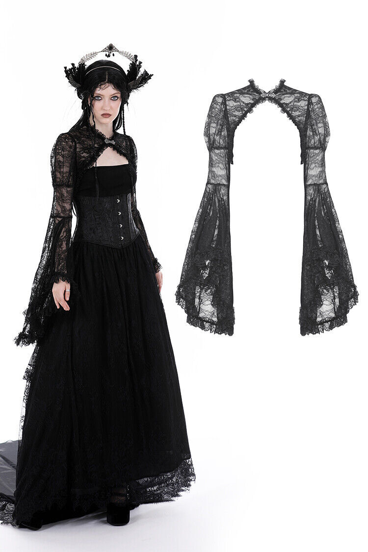 DARK IN LOVE Black Vintage Gothic Victorian Long Trumpet Sleeves 