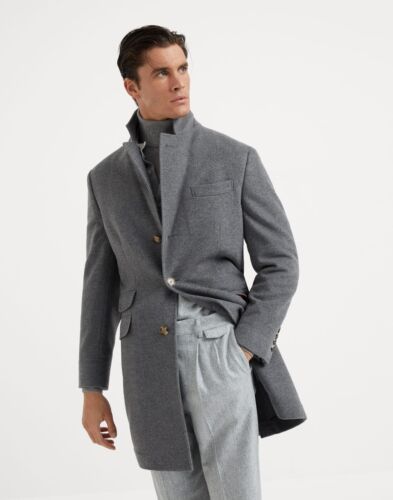 Brunello Cucinelli 100% Cashmere Coat Jacket - Gray - 52 L - New - $9995 Retail