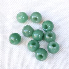50pcs Natural Green Aventurine Stone Round Big Hole Beads for Bracelet 12x10x5mm