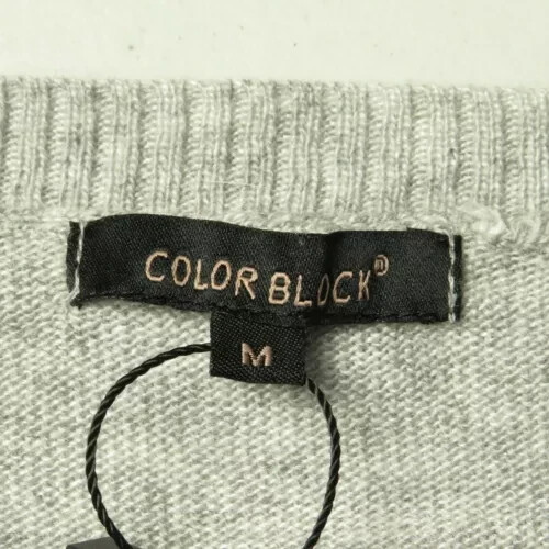 Color Block Sweater Womens Medium Long Sleeve Round Neck Knit Ladies Grey - Picture 11 of 12