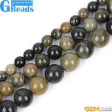 Natural Dark Gray African Autumn Jasper Gemstone Round Jewelry Making Beads 15"