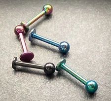 5pc Value Pack Externally Threaded Titanium IP Surgical Steel Labrets 14g, 3/8"