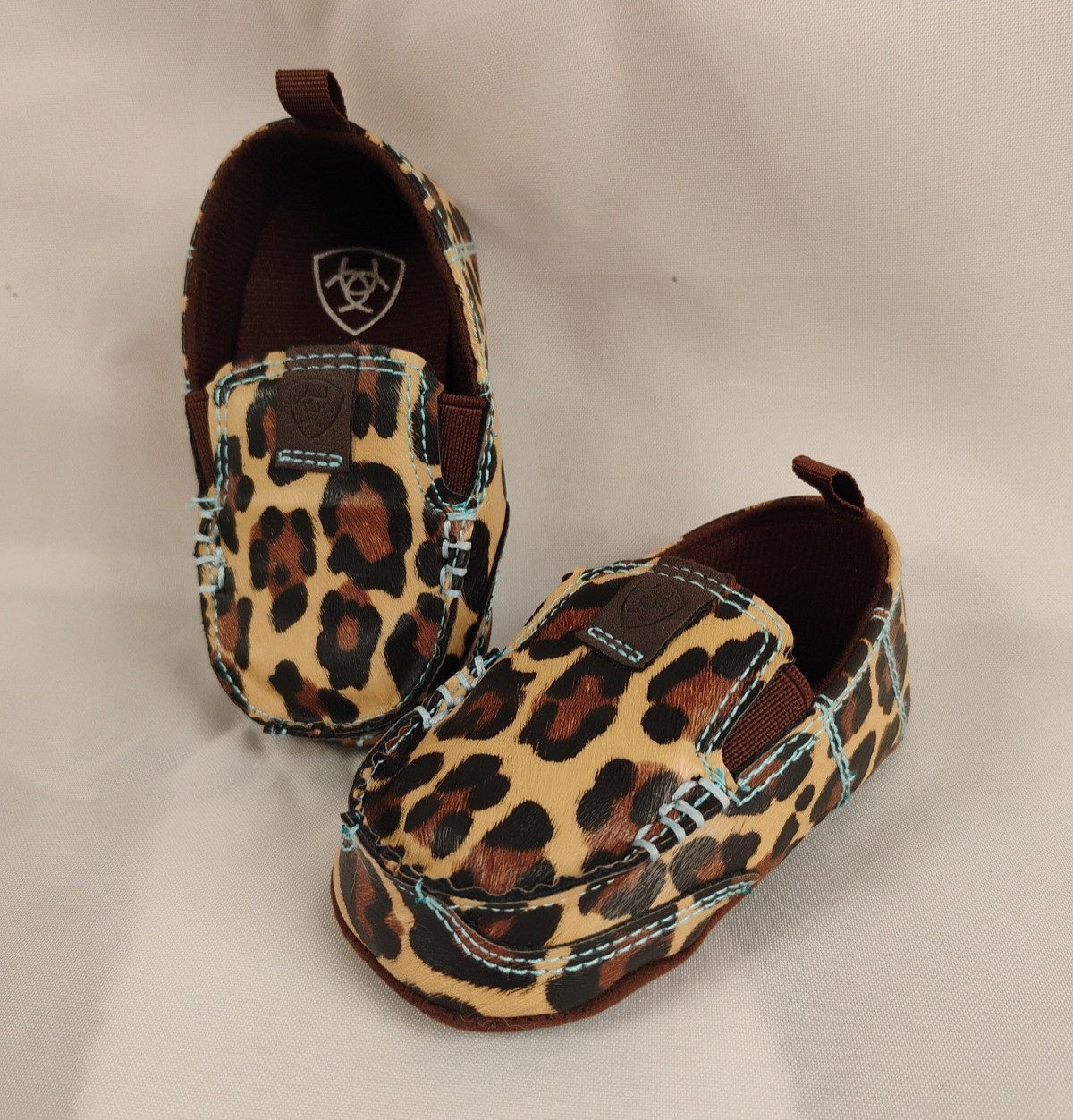 Ariat Girls 6-9m Western Casual LIL&rsquo; STOMPERS Natalie Leopard Brown/ Turquoise