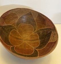 Vintage Carved Gourd Bowl Large