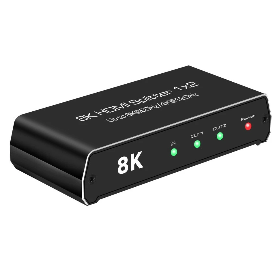 HDR HDMI2.1 Splitter 1x2 HDCP 2.3 8K/60Hz 4K/120Hz Metal House 5V Power Adapter - Image 4 of 4