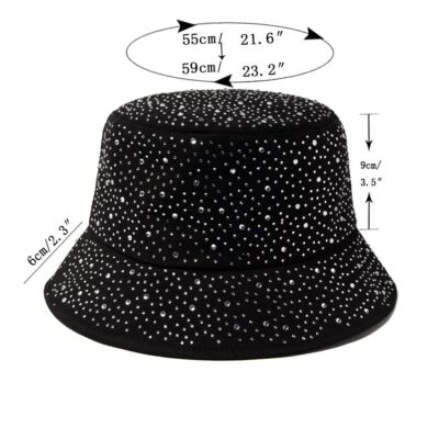 Studded Black Bucket Hat with Silver Accents Rhinestone Embellished Bucket Hat - Black | Fashion Nova main image 2