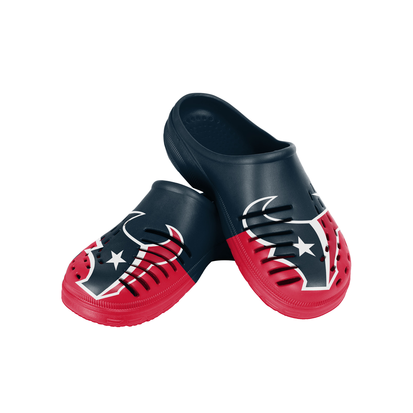 Мужские сабо FOCO NFL Houston Texans 2023 с цветным блоком и большим логотипом