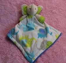 Blankets Beyond green blue white Elephant baby security blanket Nunu