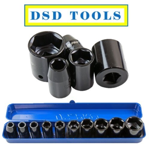 US PRO Tools 10PC 1/2" DR Shallow Impact Metric Socket Set 9 - 27mm 1396 - Picture 1 of 3