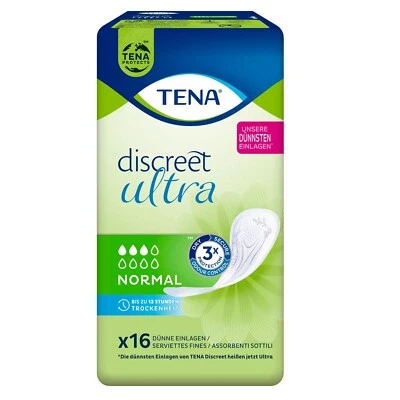 Tena discreet ultra Slipeinlagen 16 Stück Inkontinenz Normal 3 Fach 12h Schutz