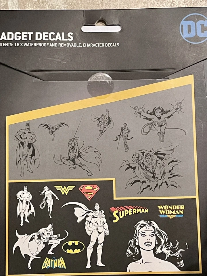 18 DC Marvel Gadget Decals Batman-Wonder Woman-SuperMan Waterproof Stickers NEW - Image 4 of 4