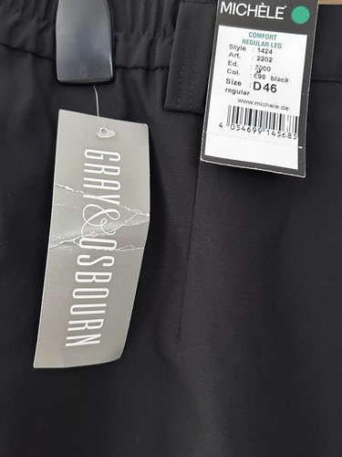 Michele Ladies Tailored Trousers Size 20 Regular BNWT Black Colour, With Wool - Picture 3 of 5