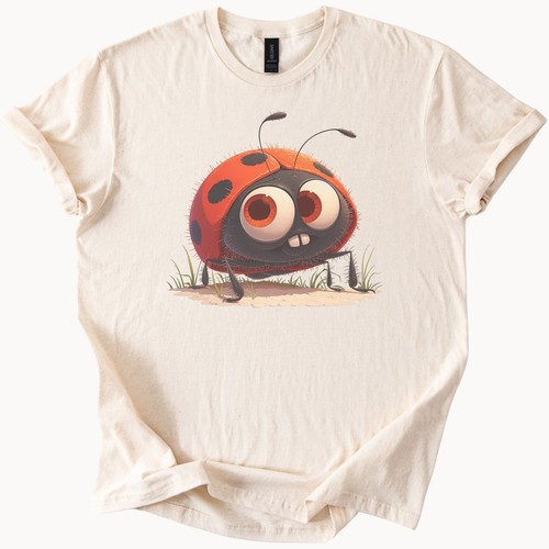 Cartoon Marienkäfer T-Shirt süß große Augen Käfer Grafik Natur Insekt Tee Shirt