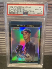 2002 Bowman Chrome Draft RC Refractor - Charlie Morton #167/300 PSA 8