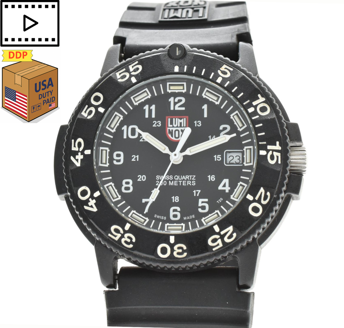 NEAR MINT w/Box] LUMINOX 3000/3900 V3 Navy Seal Black Men's Quartz