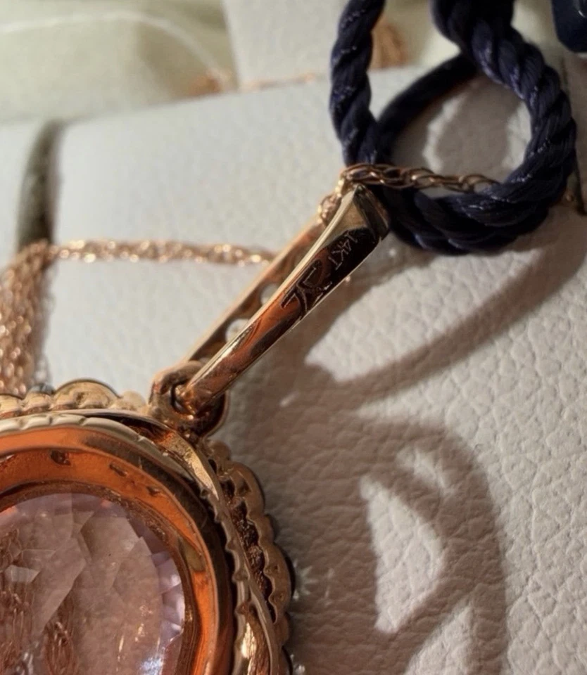 Le Vian 14K 玫瑰金紫水晶、巧克力石英、蓝宝石吊坠项链全新带标签 — 第 4/4 张图片