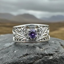 Scottish Thistle Band Ring Scotland Statement...