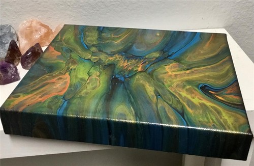 LoveBird In Flight NeOn Orig Abstract Painting 8X10” Canvas Acrylic Fluid Art - Picture 9 of 11