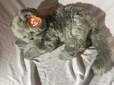 Ty Beanie Buddy Beani the Cat 2002 Gray Plush Retired w/ Tag Large