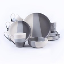 ROYALFORD 16pc Stoneware Dinner Set Plates & Bowls 4 Person Crockery Gift Idea