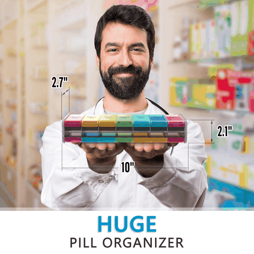 Organizer pillole extra large scatola pillole XXL 7 giorni organizzatore pillole settimanale con AM PM - Foto 7 di 8