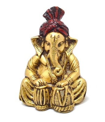 Brass TM Ganesha Figurine Aus Messing   Tisch Dekoration Statue mit Tabla