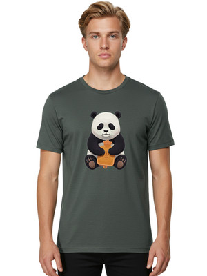 Panda-With-Medal Mens Graphic Tee, 100% Cotton, Casual Summer Wear