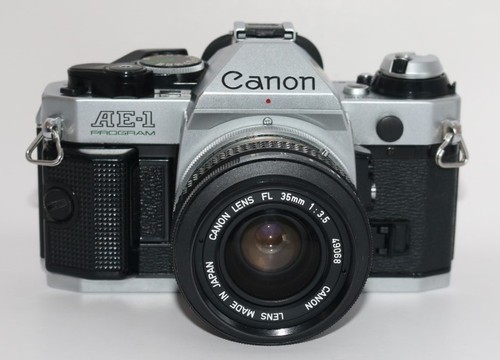 Canon AE-1 Program 35mm Film Camera Silver + FL 35mm f/3.5 Lens - Tested Working - Picture 5 of 24