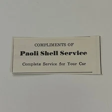 Compliments Of Paoli Shell Service For Your Car 1950 Paoli Indiana Ad SAH1-S26
