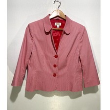 Talbots blazer jacket gingham red stretch stretch business office women 14p