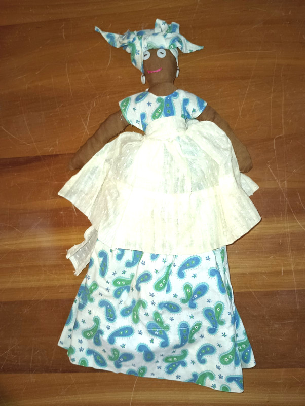 OLD Folk Art  Cloth Doll, 12 inches long Handmade