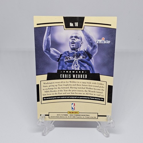 2015-16 Panini Gold Standard Jersey Auto Chris Webber - Picture 2 of 5
