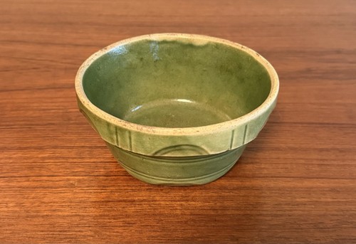 Antique Rare McCoy Stoneware 5-3/8” Mixing Bowl in Green Glaze Arch Motif